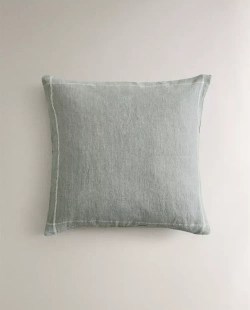 ZARA HOME ЛЬНЯНАЯ НАВОЛОЧКА ДЛЯ ДЕКОРАТИВНОЙ ПОДУШКИ, СИНИЙ