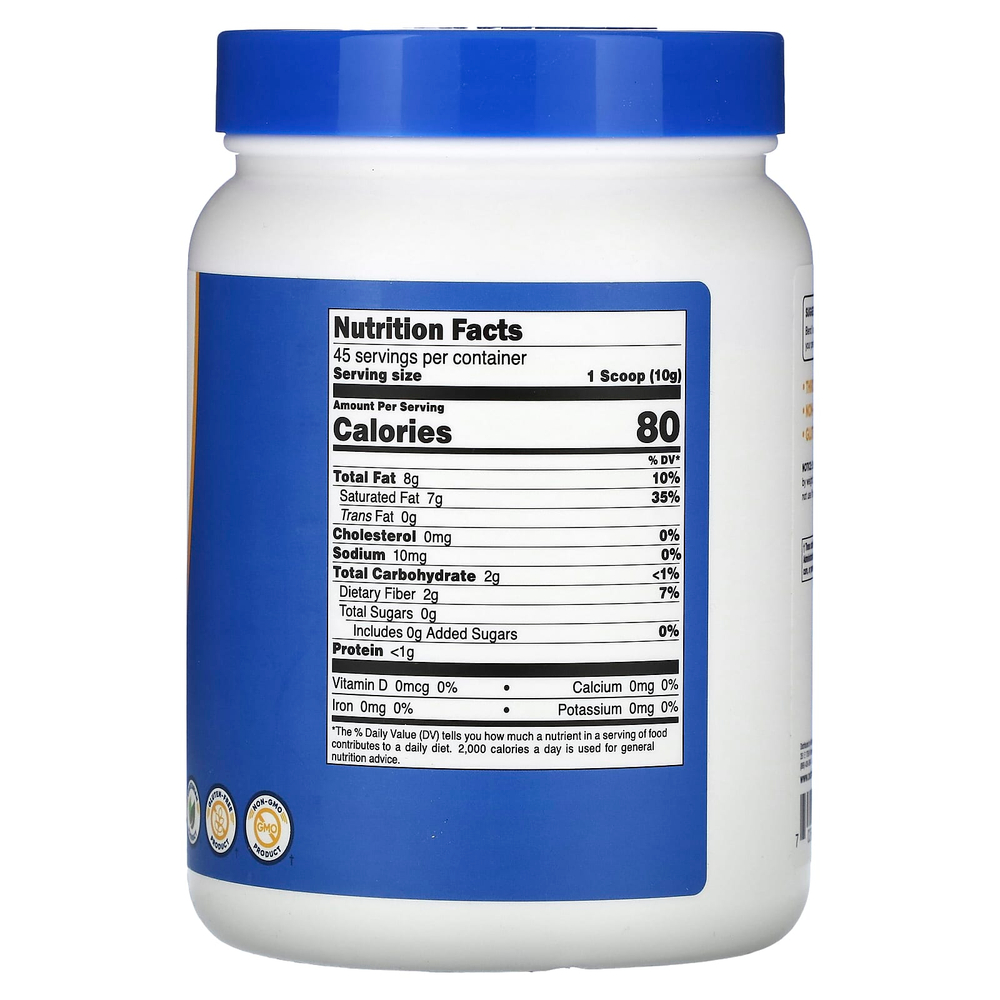 Nutricost, кокосовое масло в порошке, без добавок, 454 г (16 унций)