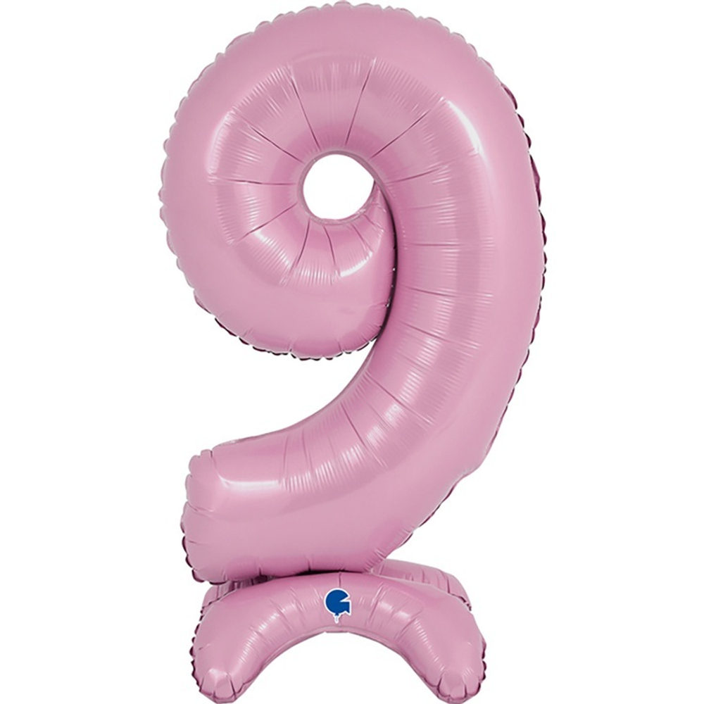 Шар ЦИФРА 9 Pastel Pink на подставке 25" 63 см