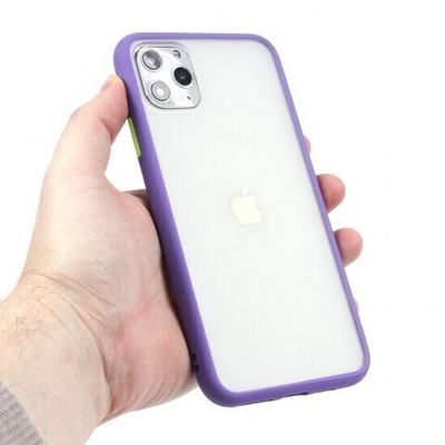 Матовый чехол ТПУ с цветными бортиками для iPhone 11 Pro Max, 011417 Прозрачный