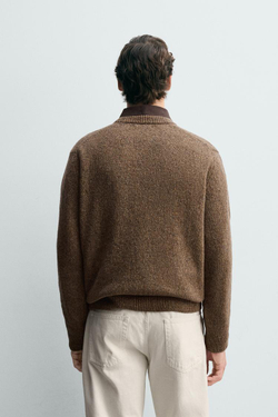 ZARA ШЕРСТЯНОЙ СВИТЕР ИЗ ПРЯЖИ, КОРИЧНЕВЫЙ