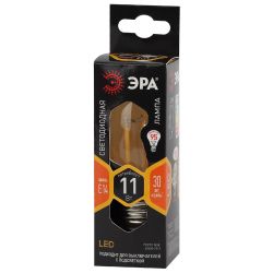 Лампочка светодиодная ЭРА F-LED B35-11W-827-E14 Е14 / Е14 11Вт филамент свеча теплый белый свет | Филаментные декоративные