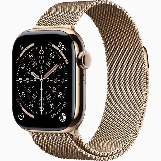 Apple Watch Series 11 GPS 42mm Gold Titanium Case with Gold Milanese Loop