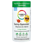 Rainbow Light, Sunny Gummies ™, витамин D3, для детей от 4 лет, насыщенный мандаринский апельсин, 10 мкг (400 МЕ), 60 жевательных таблеток