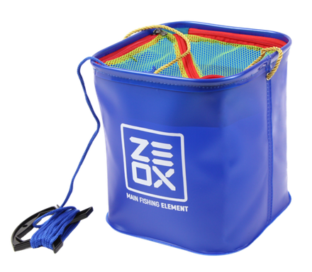 Ведро для рыбалки Zeox Bucket With Rope and Mesh 15л складное