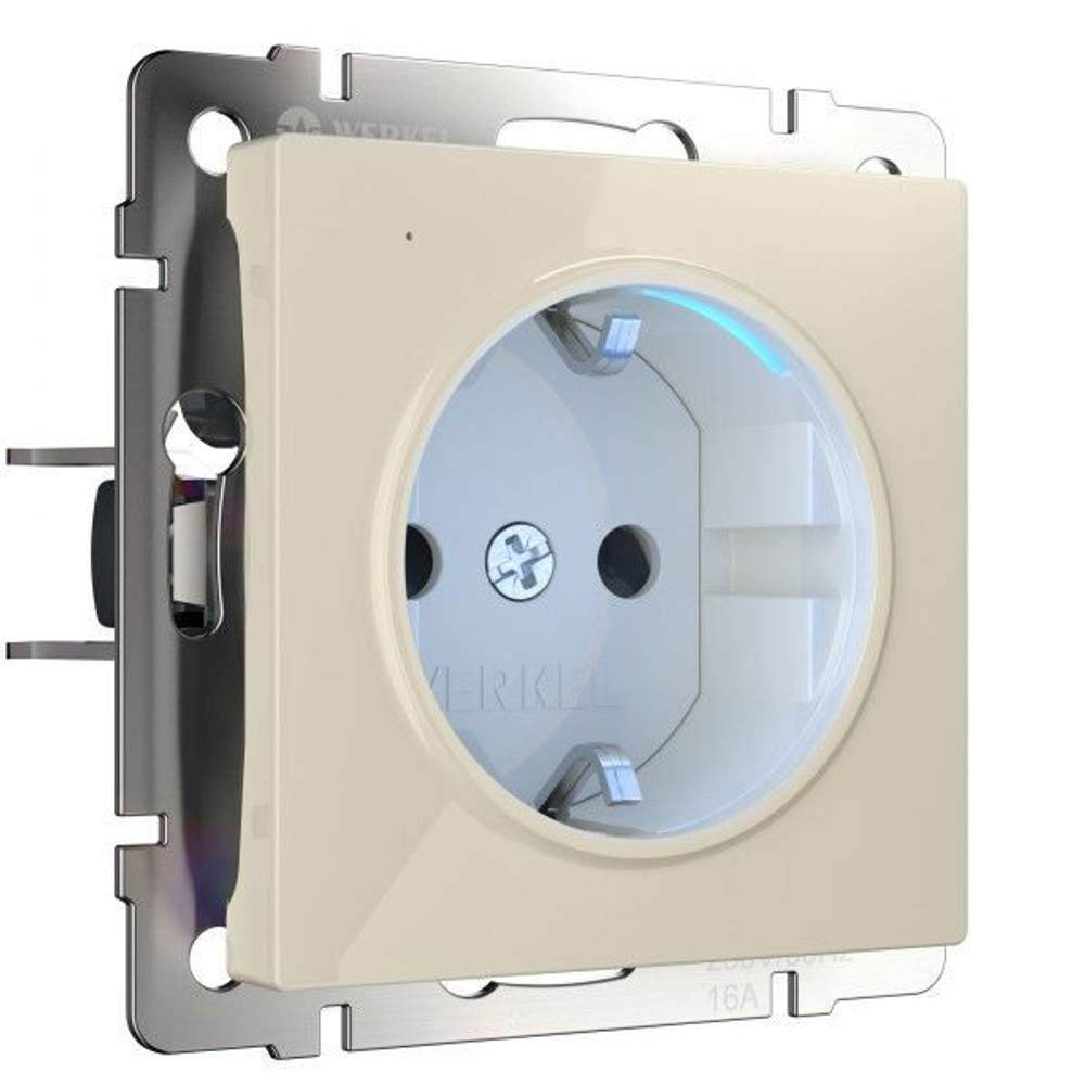 Розетка с подсветкой (слоновая кость)