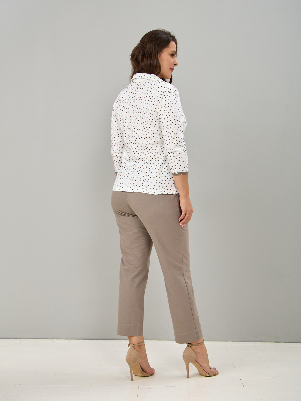 Блузка БЛ-015/экрю-горошеккофе