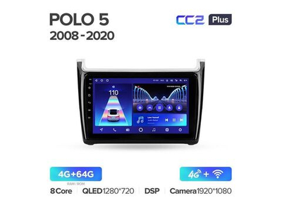 Магнитола Teyes CC2 Plus 4-64 Volkswagen POLO 5 2008-2020 9.0"