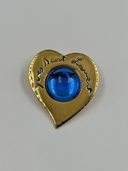 Брошь Сердце с синим кабошоном Yves Saint Laurent