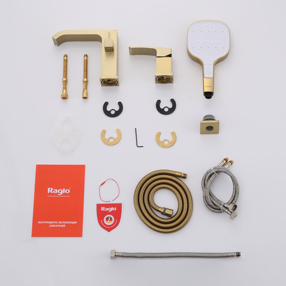 Смеситель на борт ванны Raglo R02.31.03, золотой сатин