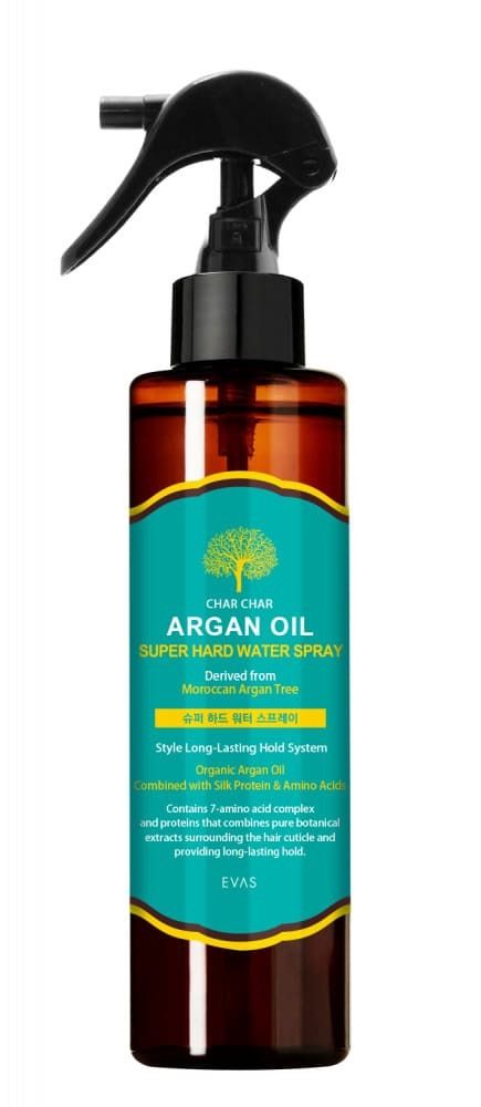 Спрей для укладки волос Evas Char Char Argan Oil Super Hard Water Spray с аргановым маслом 250 мл