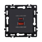 Розетка USB A+C 65W, черный Kollinger Asthetik AS-024BK