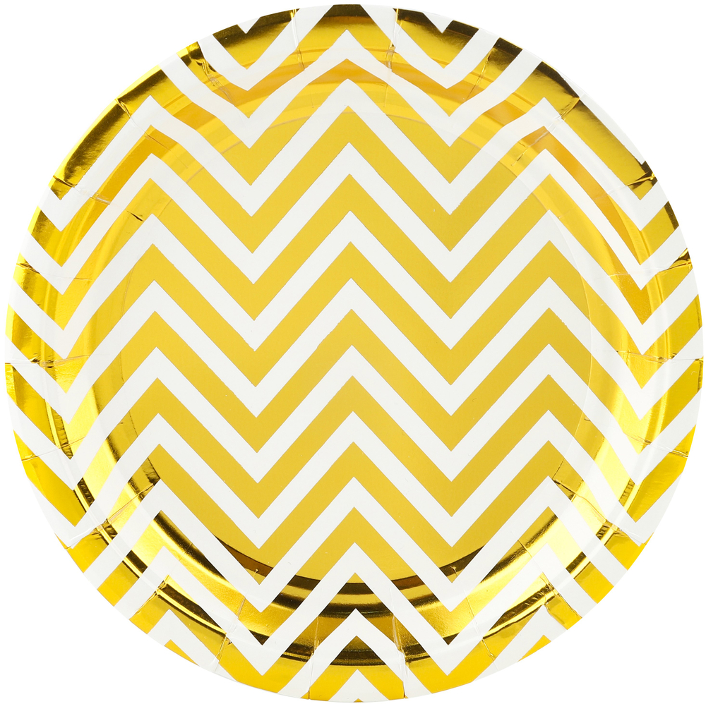 Тарелки бумажные «Зигзаги», металлик, 18 см/ 23 см, 6 шт