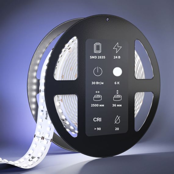 Светодиодная лента Maytoni 30W/m 280LED/m 2835SMD холодный белый 2,5M 201119
