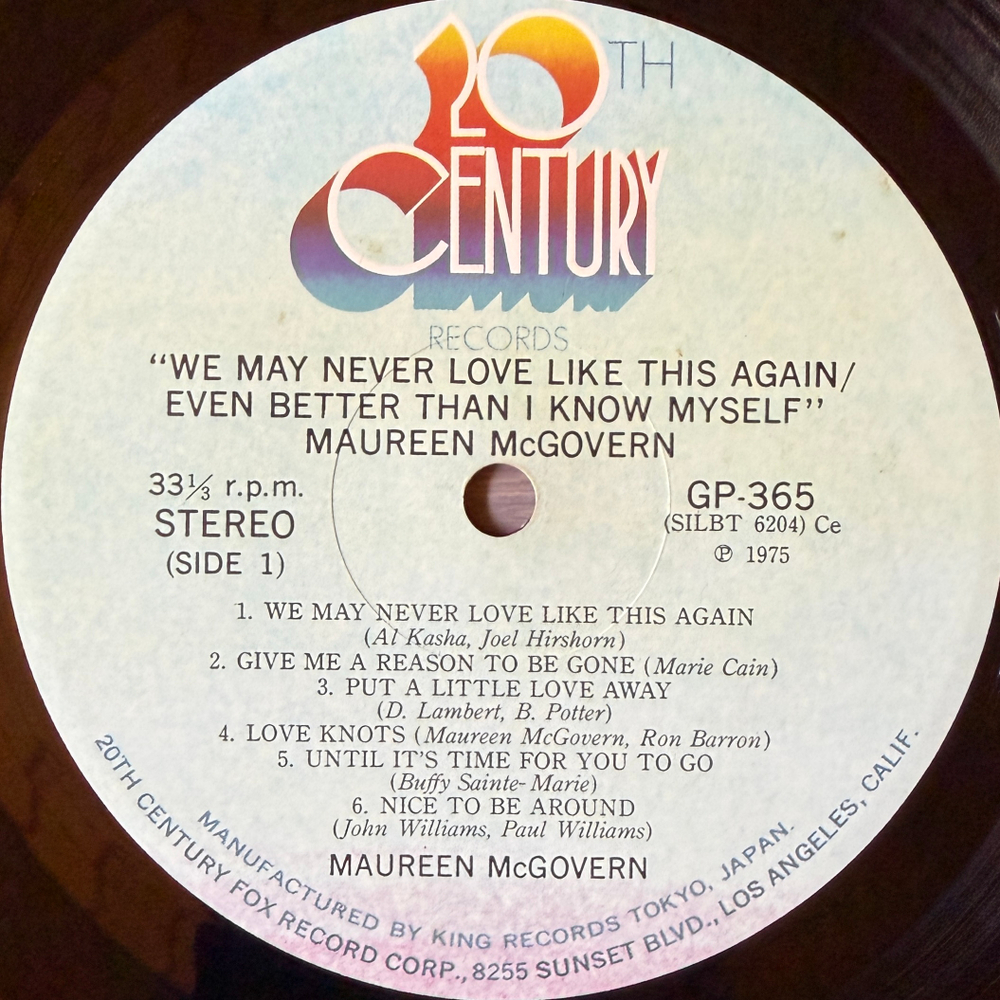 Виниловая пластинка Maureen McGovern ‎– We May Never Love Like This Again / Even Better Than I Know Myself LP
