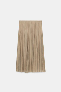ZARA КОМБИНИРОВАННАЯ СТРУЯЩАЯСЯ ЮБКА — ZW COLLECTION, СЕРО-КОРИЧНЕВЫЙ