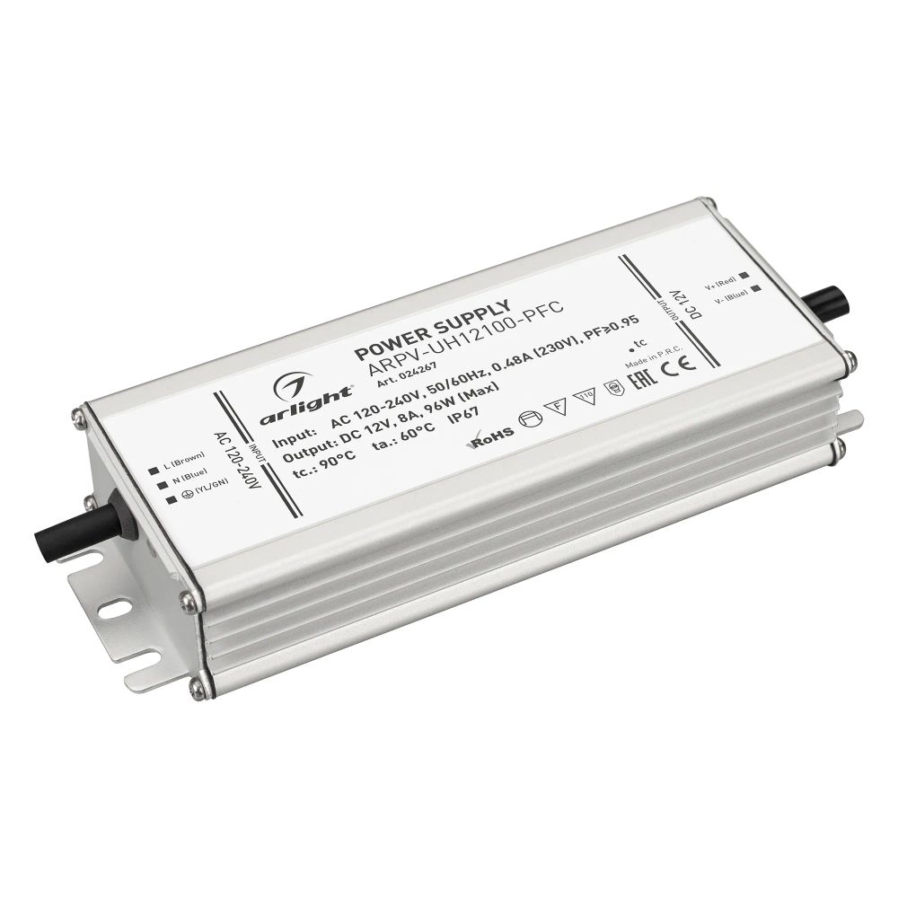 Блок питания ARPV-UH12100-PFC (12V, 8.0A, 96W) (Arlight, IP67 Металл, 7 лет) 024267