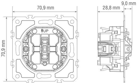 Механизм выключателя В1 с 2-х мест (проходного) с подсветкой,  16 A 250 В~,  самозажимные контакты,  серия D16