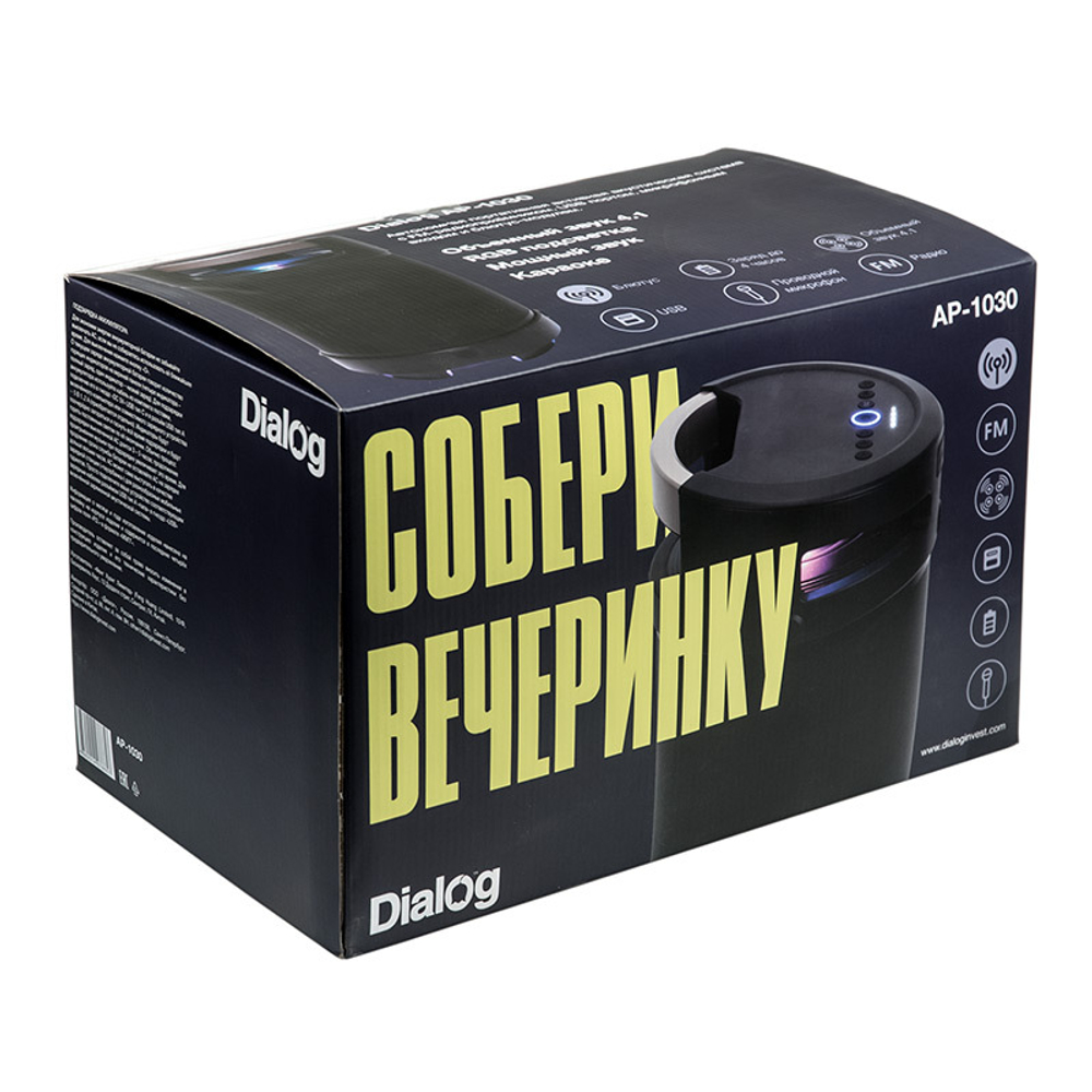 Колонка DIALOG AP-1030 , 60Вт, Bluetooth, Bass Boost, MP3-FM