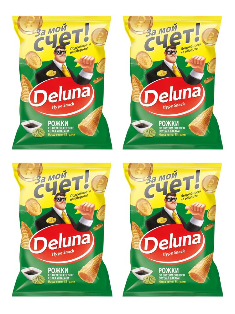 Кукурузные снеки Deluna Соевый соус и Васаби 85 г x 4 шт