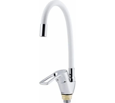 Смеситель для кухни FAUZT FZs-833-W129 гибкий излив тип См-МОЦБА Белый