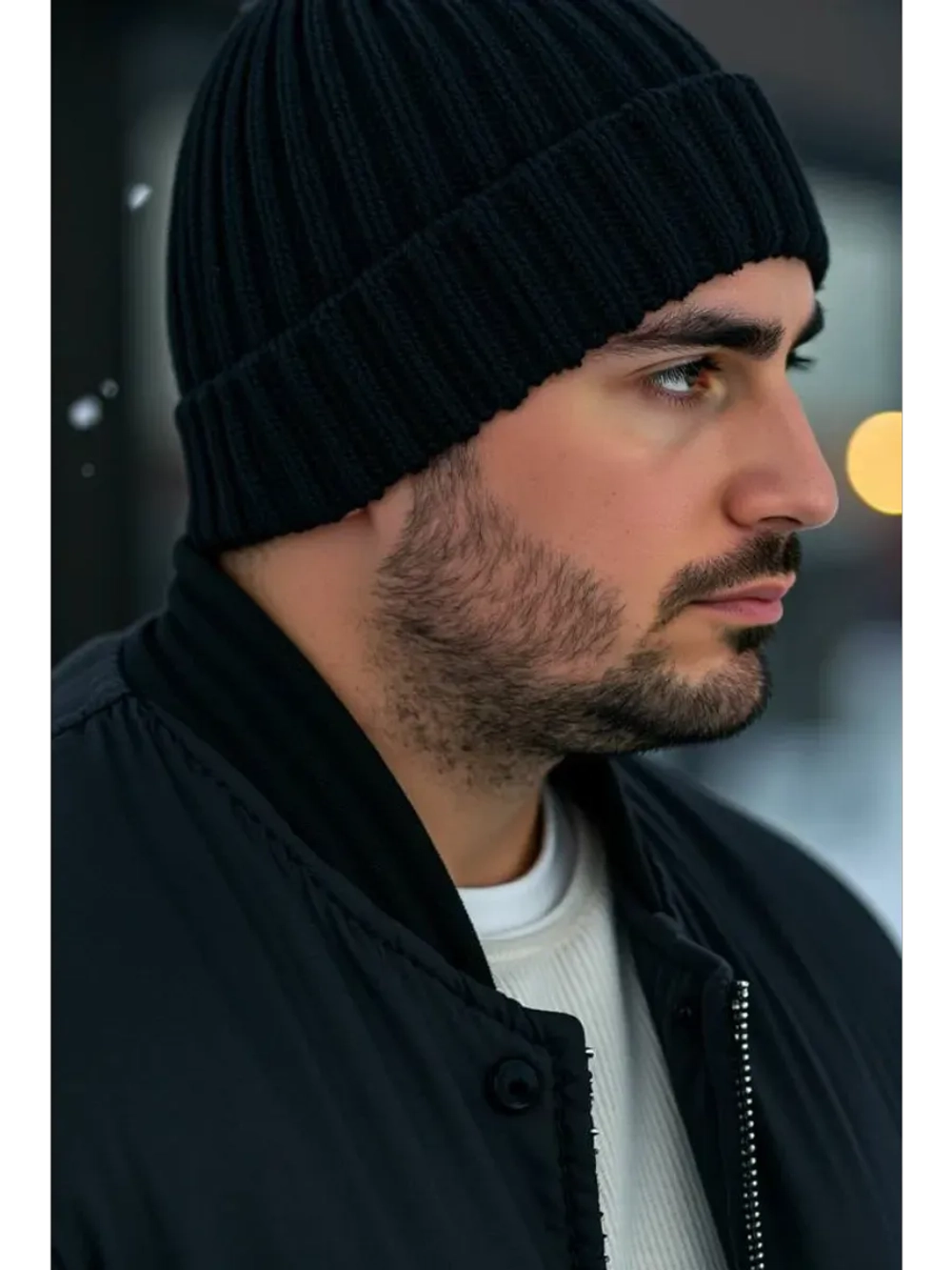 шапка вязаная теплая с отворотом стильная