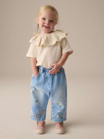 Джинсы с вышивкой для девочки Next E12-749, Синий