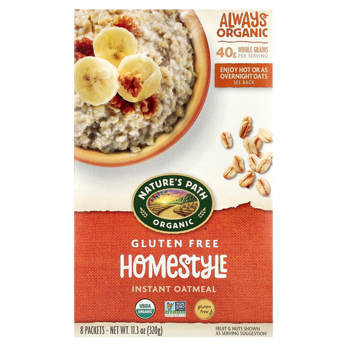 Nature's Path, Homestyle, органическая овсяная каша быстрого приготовления, 8 пакетиков, 320 г (11,3 унции)