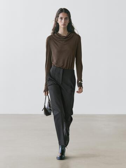 Massimo Dutti Брюки из технической хлопковой смеси, черный