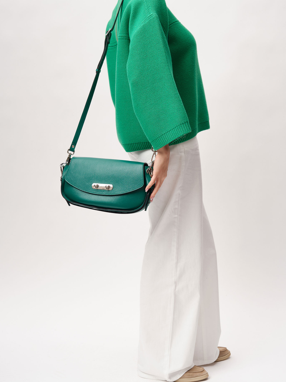 Кожаная сумка Azaro 30645 зеленый изумруд