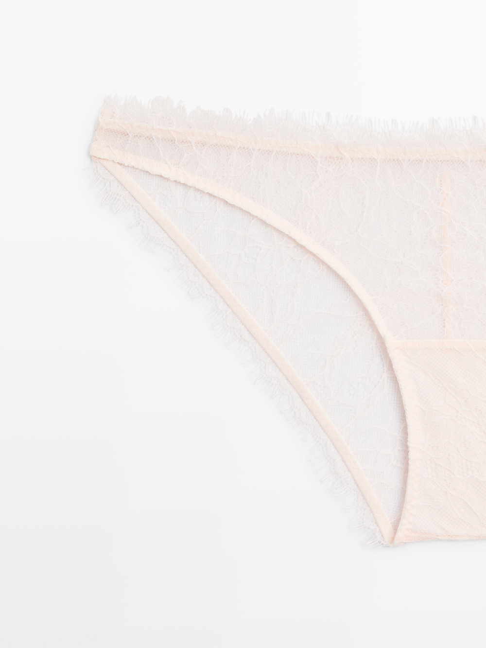 Massimo Dutti Кружевные трусы с необработанной кромкой, кремовый