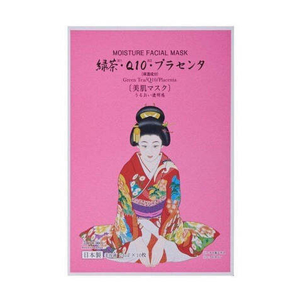 Маски с коэнзимом Q10, плацентой и зеленым чаем AISHODO Maiko Moisture Facial Mask