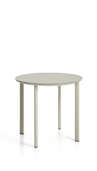 Уличный стол Erice из алюминия и закаленного стекла цвета экрю, 120 см