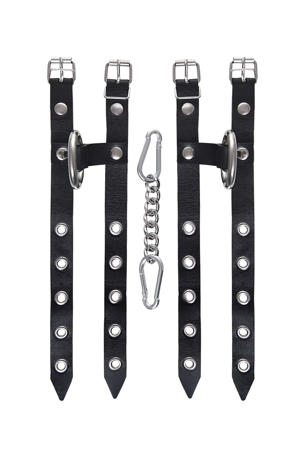 Наручники Pecado 2181 – кожаные, двойной ремешок, черные