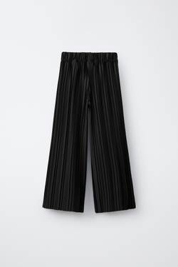 ZARA ПЛИССИРОВАННЫЕ БРЮКИ WIDE LEG, ЧЕРНЫЙ
