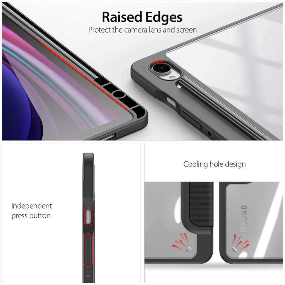 Чехол книжка черного цвета для Samsung Galaxy Tab S10 Lite, Tab S10 FE, Tab S9, Tab S9 FE, серия Toby Series Case от Dux Ducis