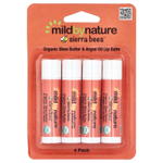 Mild By Nature, Sierra Bees™, органические бальзамы для губ, масло ши и аргановое масло, упаковка из 4 шт. по 4,25 г (0,15 унции)