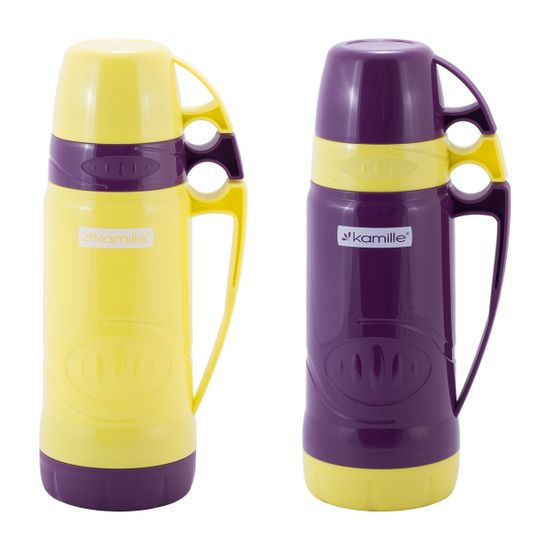 Термос 600 мл. со стеклянной колбой Kamille KM 2030 пластиковый, 2 чашки