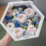 Коробка для зефира "шестигранник" с пластиковой крышкой 23*23*6 см Белая