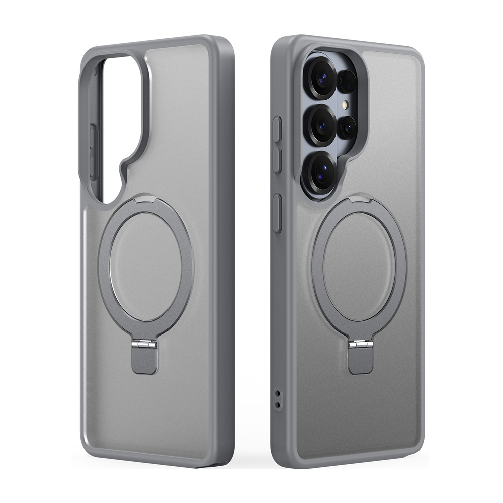 Чехол серого цвета с MagSafe для Samsung Galaxy S26 Ultra, серия Yind Series Case от Dux Ducis (версия с магнитной откидной подставкой)