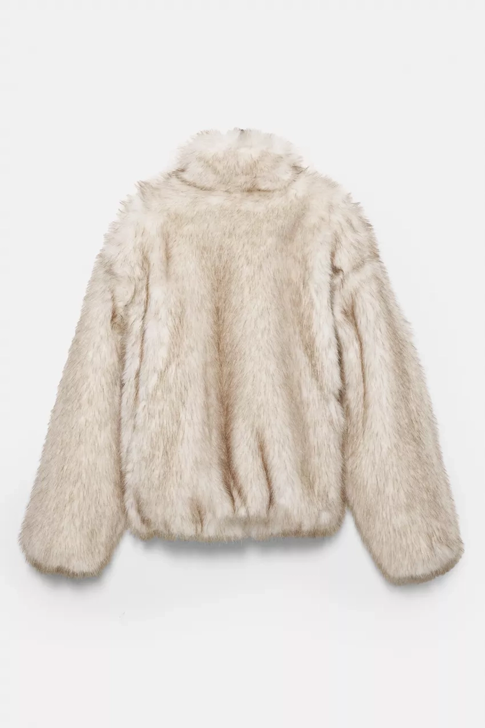 PULL&BEAR Шуба из искусственного меха на молнии, экрю