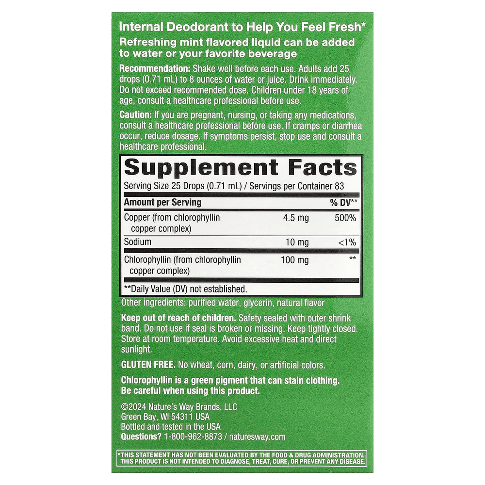 Nature's Way, Chlorofresh®, капли с хлорофиллом, мята, 59 мл (2 жидк. унции)