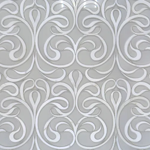 Calacatta Waterjet Мозаика из стекло мрамор Calacatta Skalini Trellis белый узор цветок