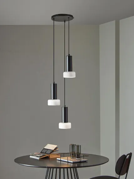 Светильник подвесной каскадный fungus, D14х24 см, белый/черный