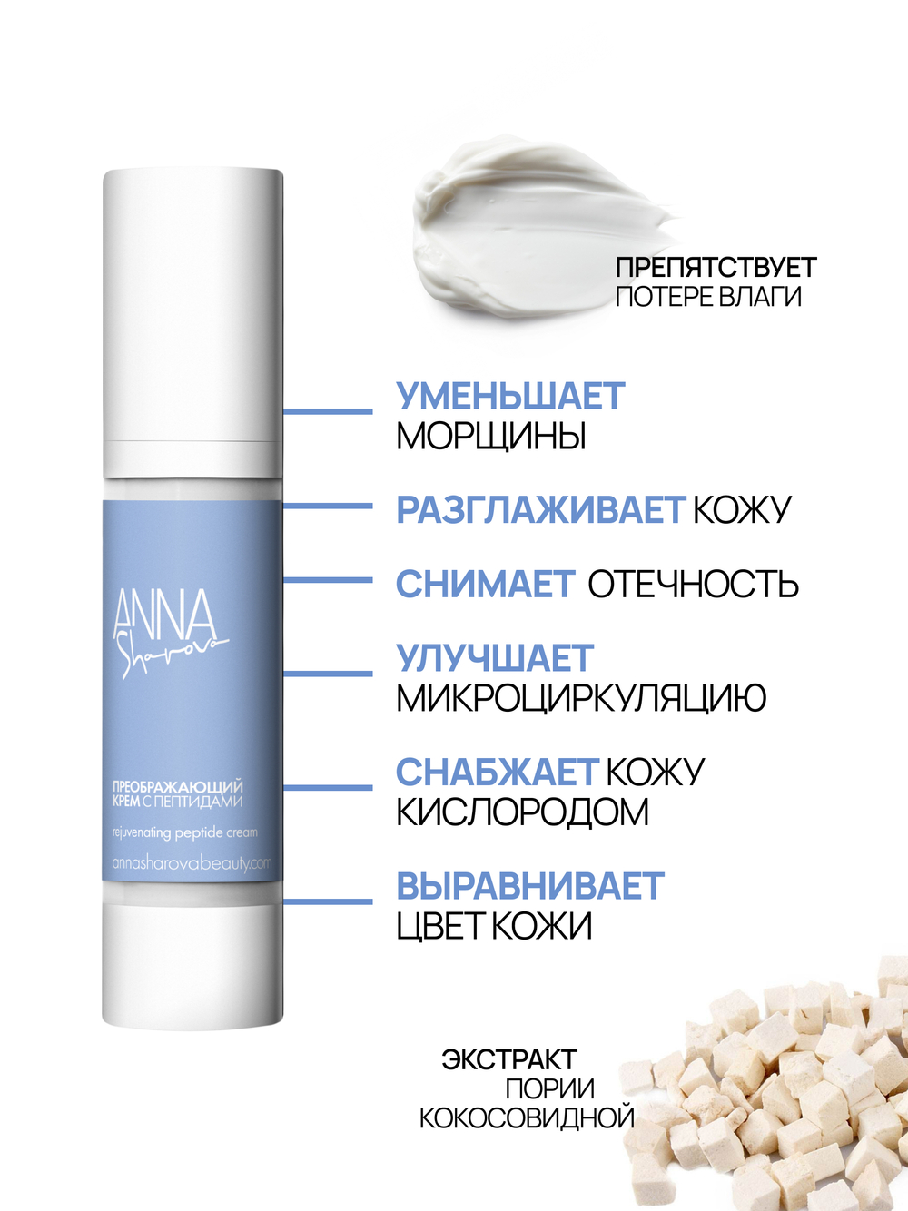 Крем с пептидами для лица преображающий для всех типов кожи, 50 мл