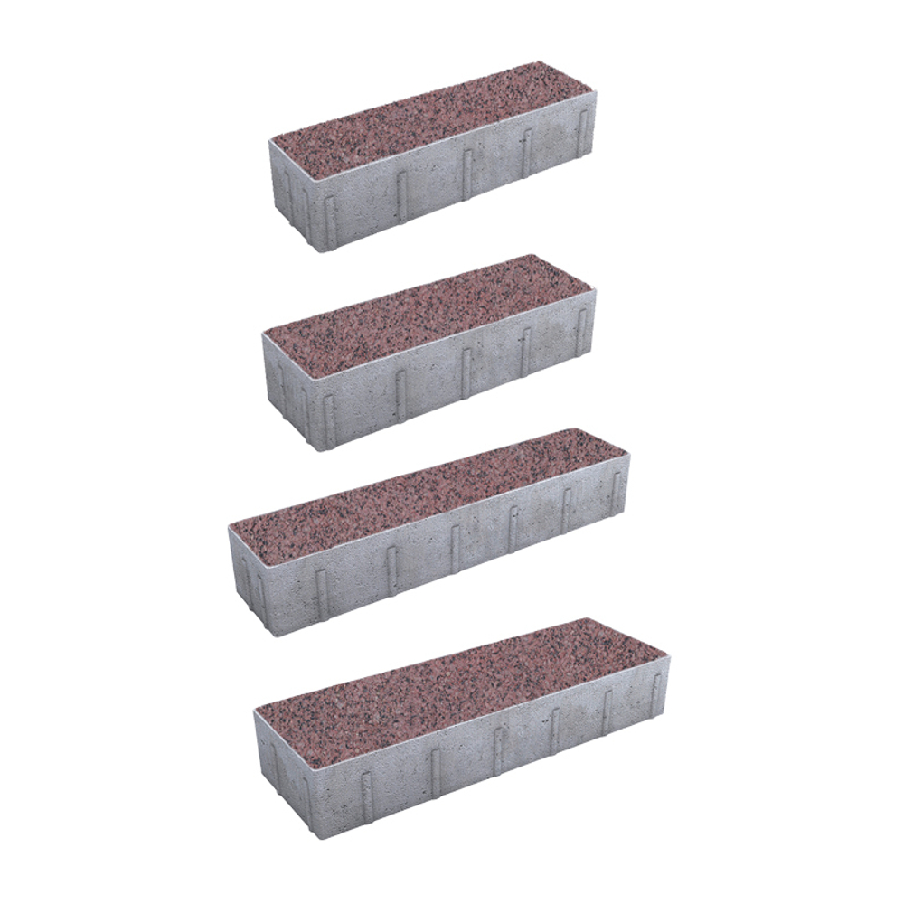 Тротуарная плитка ПАРКЕТ - Гранит+ Красный с черным, комплект из 4 видов плит