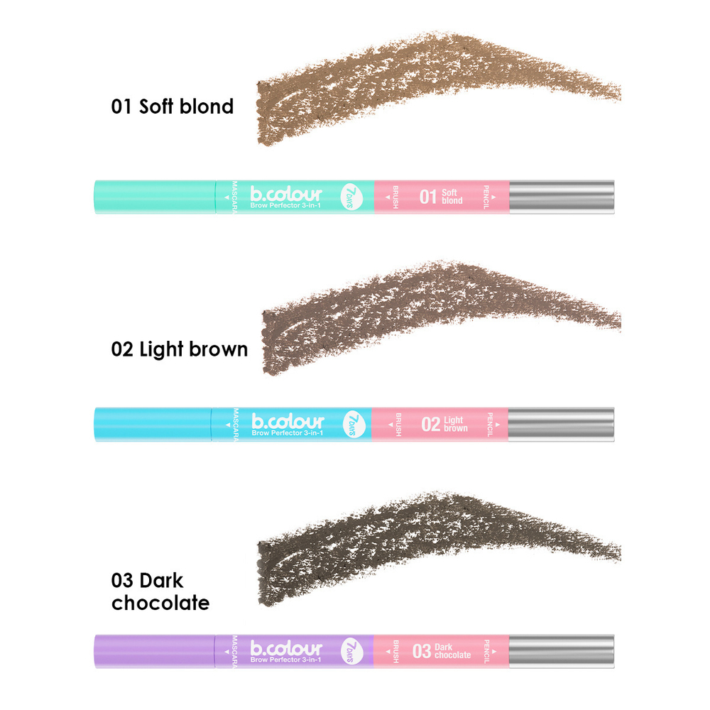 Карандаш для бровей мультифункциональный 3в1 Brow Perfector 7 DAYS 03 Dark Chocolate