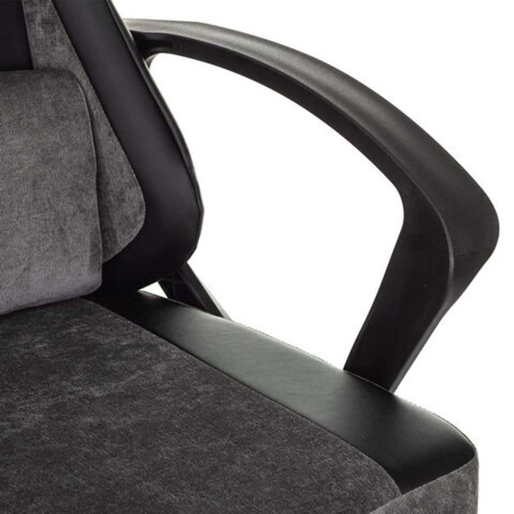 Кресло компьютерное BRABIX "Forcer GM-127", 2 подушки, экокожа/велюр, черное/серое, 533216