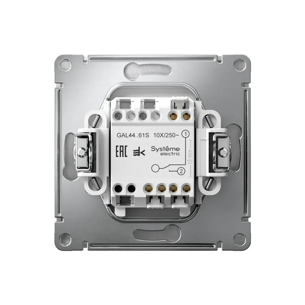 ARTGALLERY 1-клавишный ПЕРЕКЛЮЧАТЕЛЬ IP44, 10АХ, механизм, быстрозажим. клем., АЛЮМИНИЙ