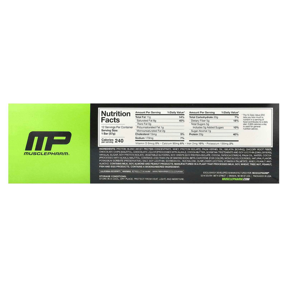MusclePharm, Combat Sport, тесто для шоколадного печенья, 12 батончиков, 57 г (2,01 унции)